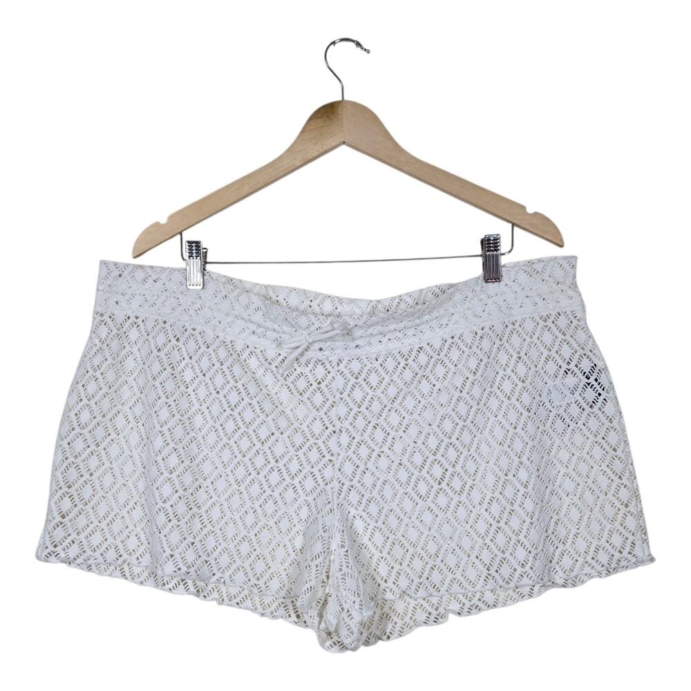 Joe Boxer Beachwear Crochet Swim Cover Up Shorts XXL White NWT Beach Vacation